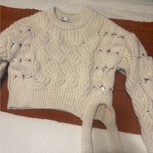 Zara Beige Cable Knit Sweater